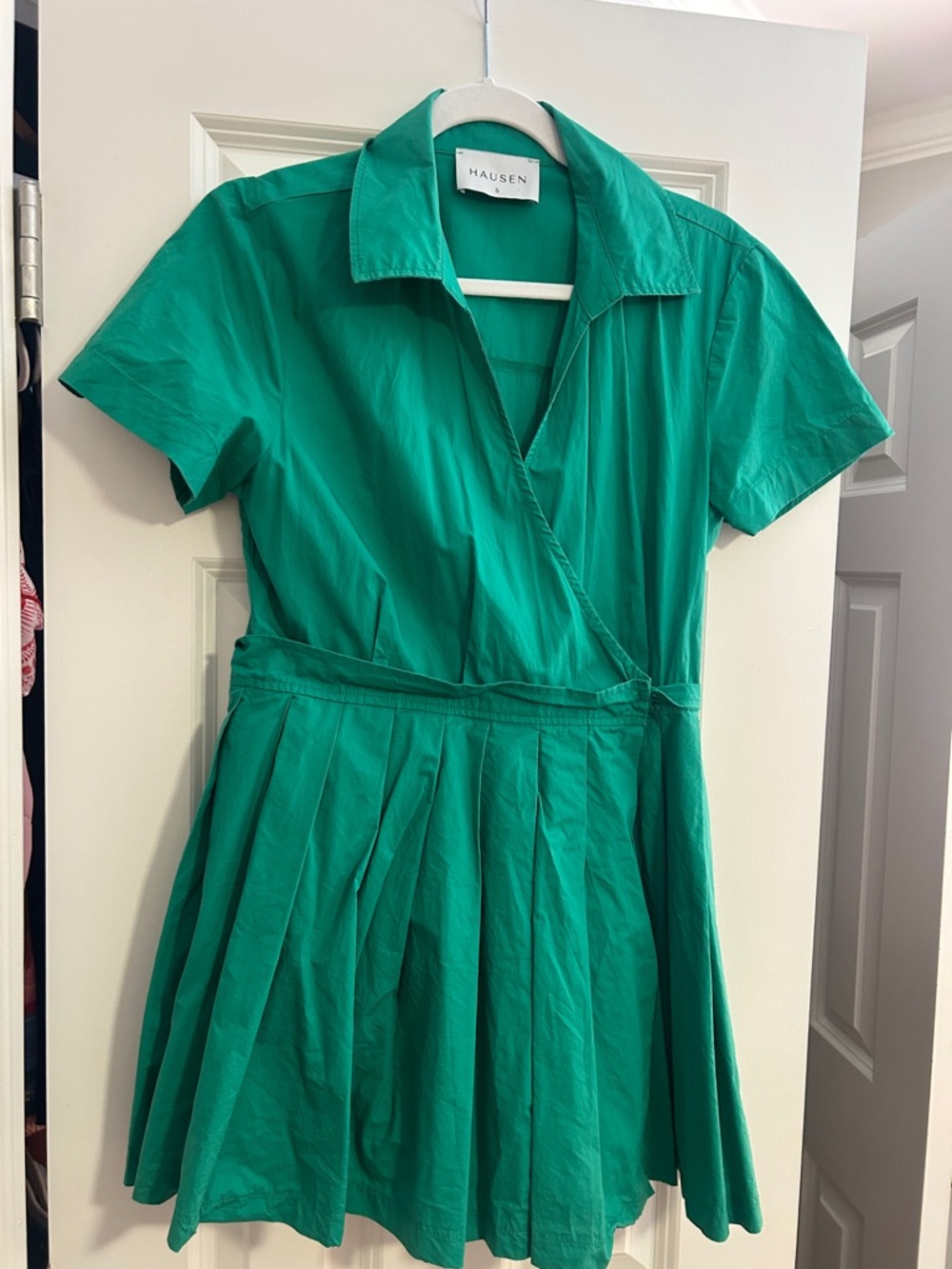 Green Short Sleeve Wrap Dress